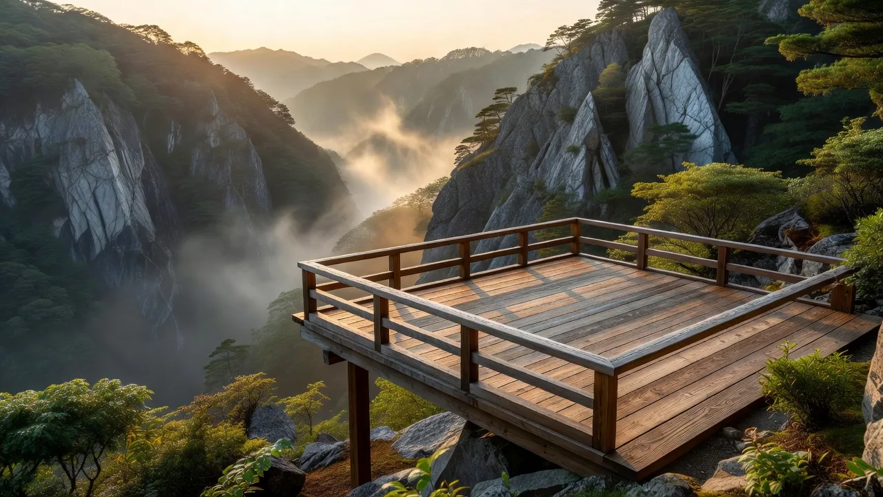 展望台から一望できる尾根と山々の絶景パノラマ